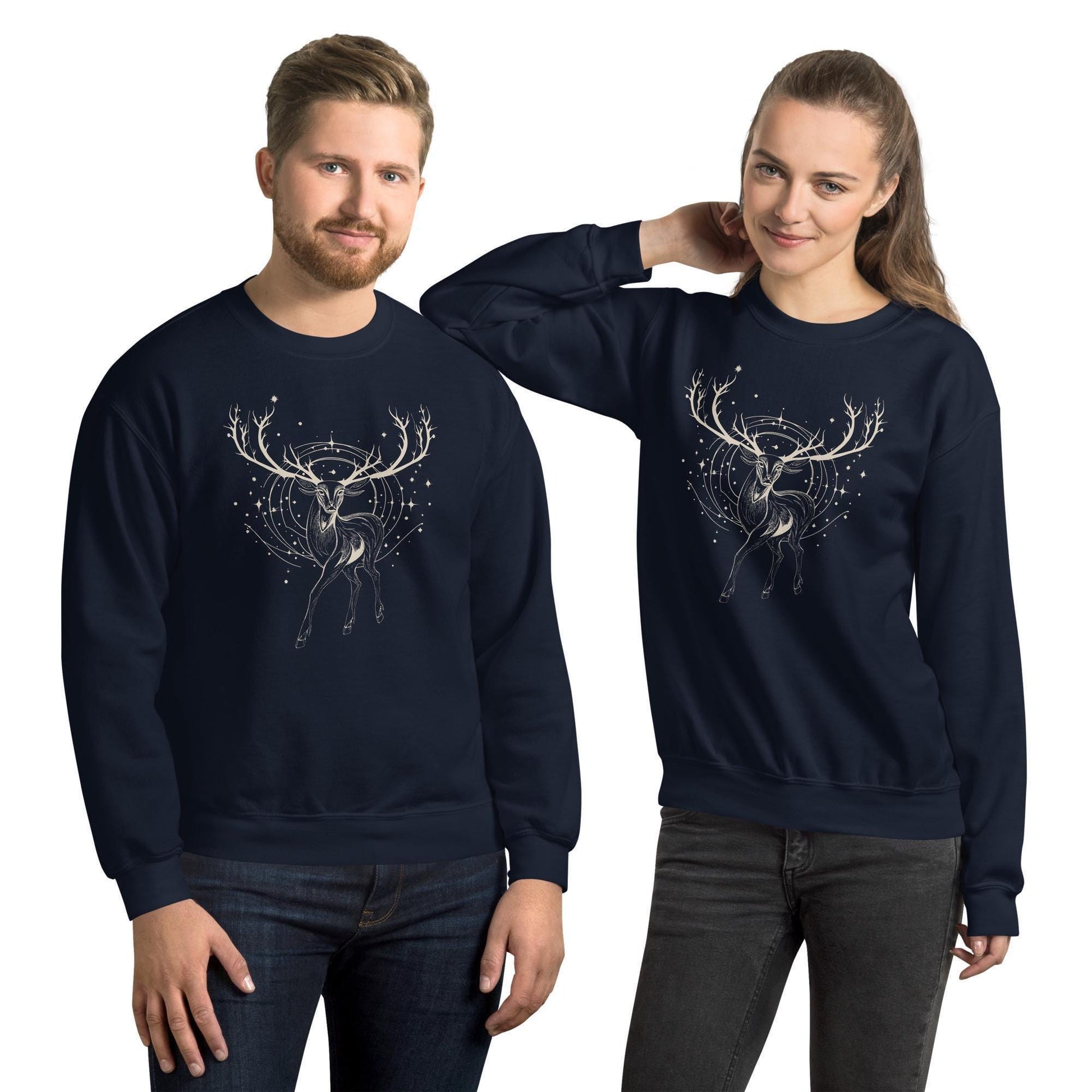 Abstract Gold Deer Glitter and Stars Christmas Jumper, Christmas Deer Gold Deer Black Jumper, Christmas gift for him or her, cozy holiday sweater, funny Christmas jumper family. Unique Xmas jumper, holiday jumper, novelty Christmas sweater, warm knit